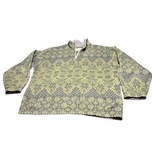Vintage Bugle Boy Snow Fleece Quarter Zip Pullover Large 90s Nordic Print Mens L